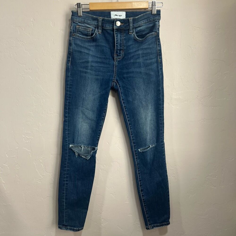 Current Elliott Jeans Womens 26 Skinny Stiletto Mid Rise Distressed Knee Stretch